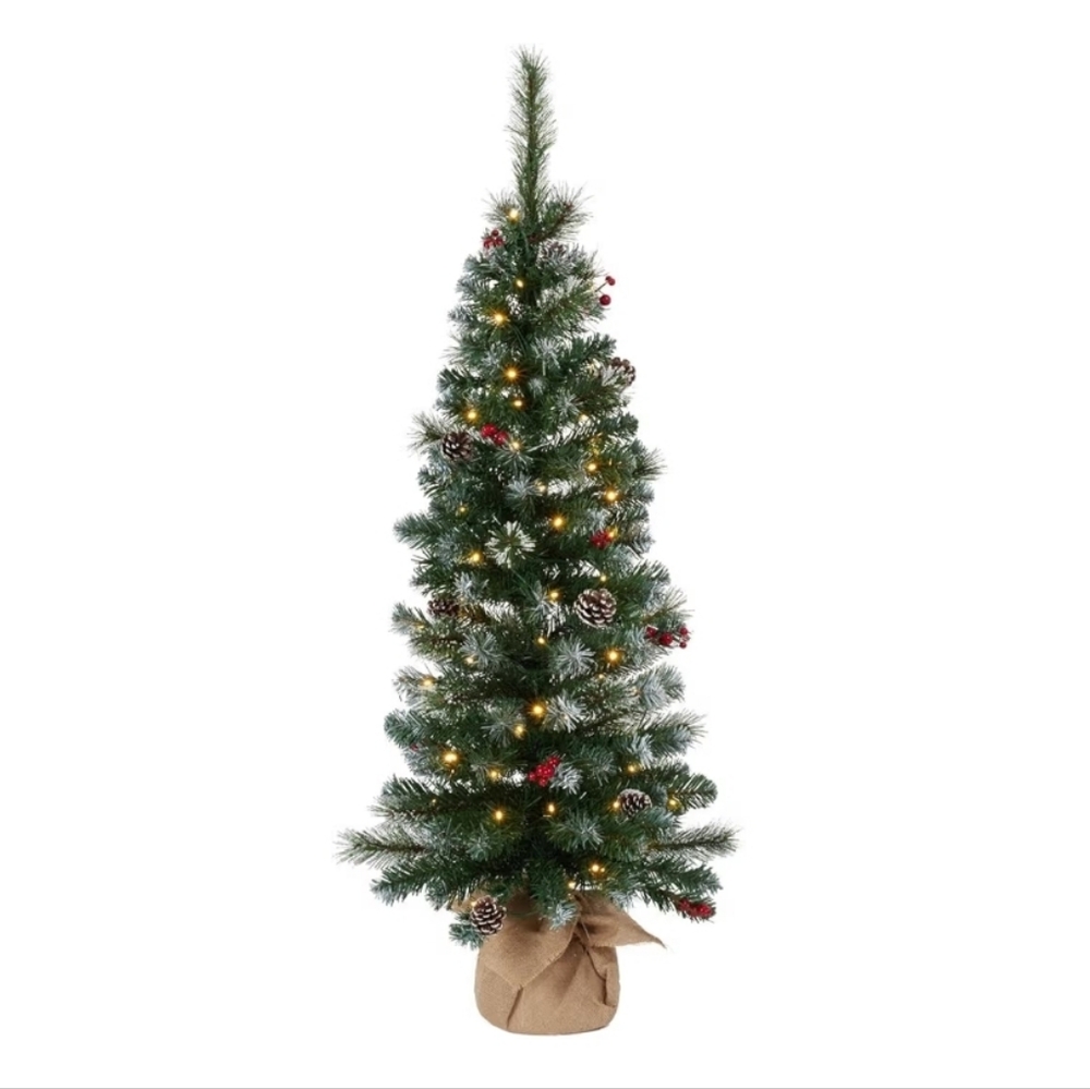 Festive Green Pine Christmas Tree with Warm White Lights